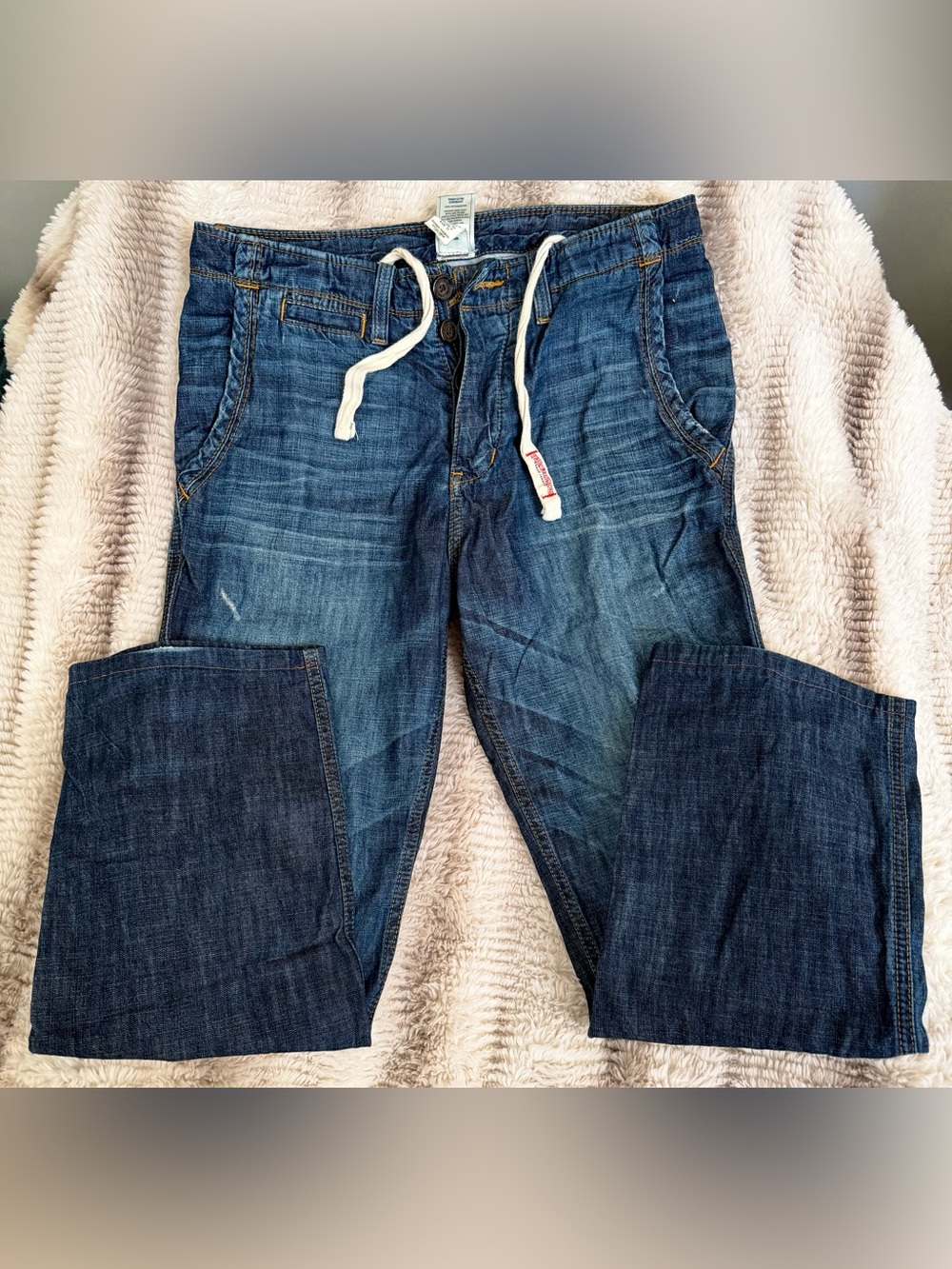True Religion Men's Relaxed Drawstring Jeans - Dark Blue